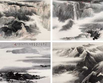 何百里 己巳（1989）年作 山水 册页（八开选四）